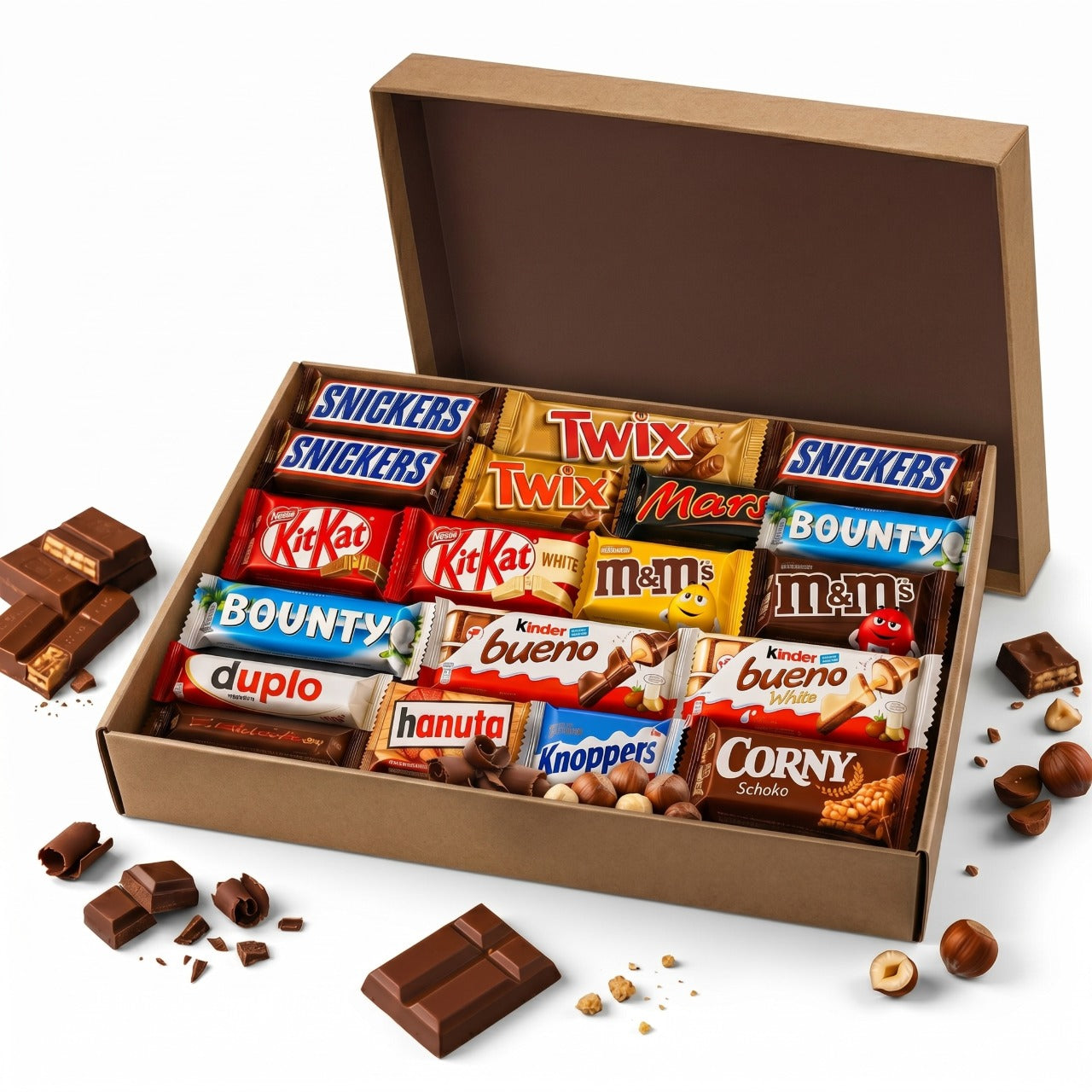 Schokoriegel Box 16er | Snickers, Twix, M&M’s, KitKat & Kinder