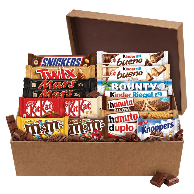 Schokoriegel Box 16er mit Snickers Twix M&M's KitKat und Kinder