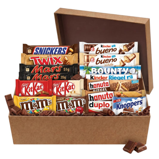 Schokoriegel Box 16er mit Snickers Twix M&M's KitKat und Kinder