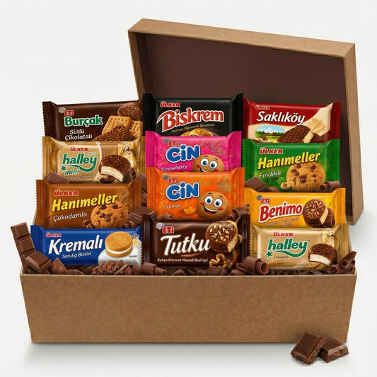 Türkische Keks Box 12er | Süßigkeiten Geschenkbox mit Eti & Ülker