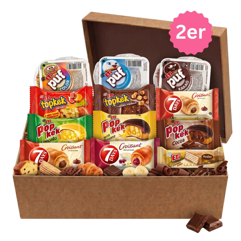 Türkische Kuchen und Waffel Box 24er mit Eti Popkek Topkek und 7 DAYS